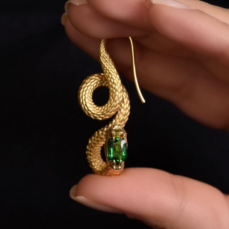 Of Spectre and Snake Gold Gemstone Earrings