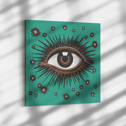 Envoltura de lona cuadrada Art Déco "El ojo que todo lo ve" - ​​Verde azulado