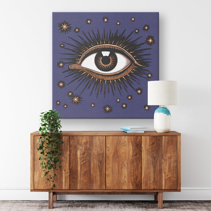"All Seeing Eye" Art Deco Square Canvas Wrap - Violet