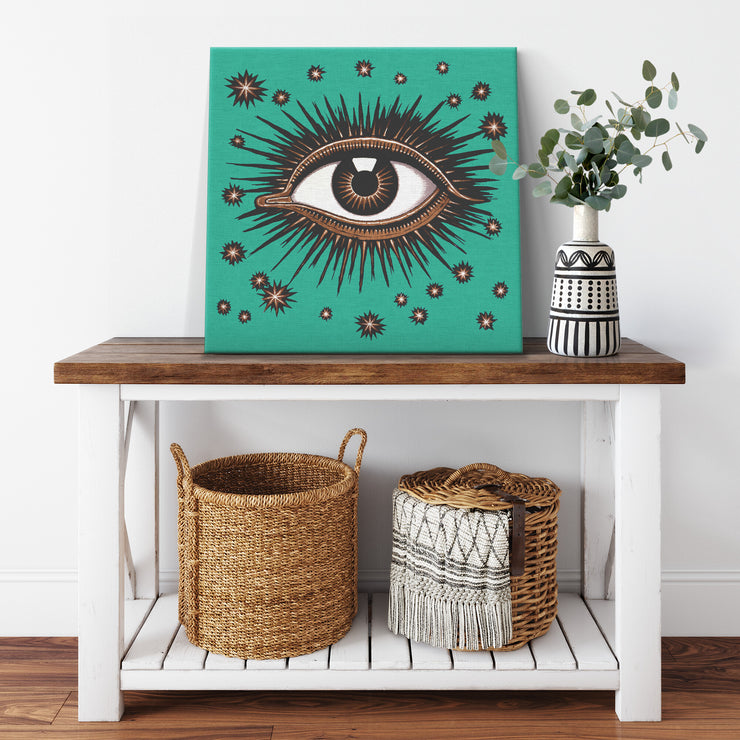 Toile carrée Art déco « All Seeing Eye » - Sarcelle