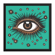 Lámina enmarcada cuadrada "El ojo que todo lo ve" - ​​Verde azulado