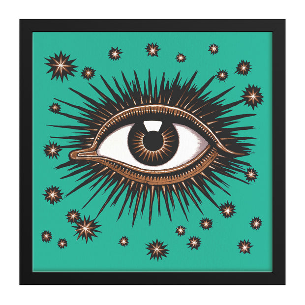 "All Seeing Eye" Square Framed Art Print - Teal