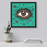 "All Seeing Eye" Square Framed Art Print - Teal