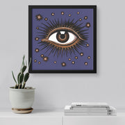 Impression d'art carrée encadrée "All Seeing Eye" - Violet