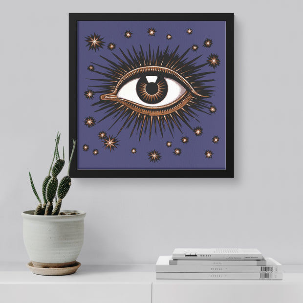 "All Seeing Eye" Art Deco Square Framed Art Print - Violet