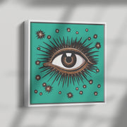Toile encadrée carrée Art déco « All Seeing Eye » - Sarcelle