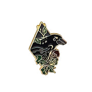 Raven and Flowers Enamel Lapel Pin