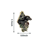 Raven and Flowers Enamel Lapel Pin