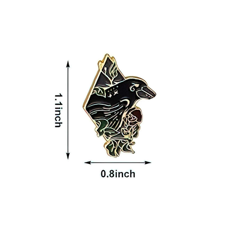 Raven and Flowers Enamel Lapel Pin