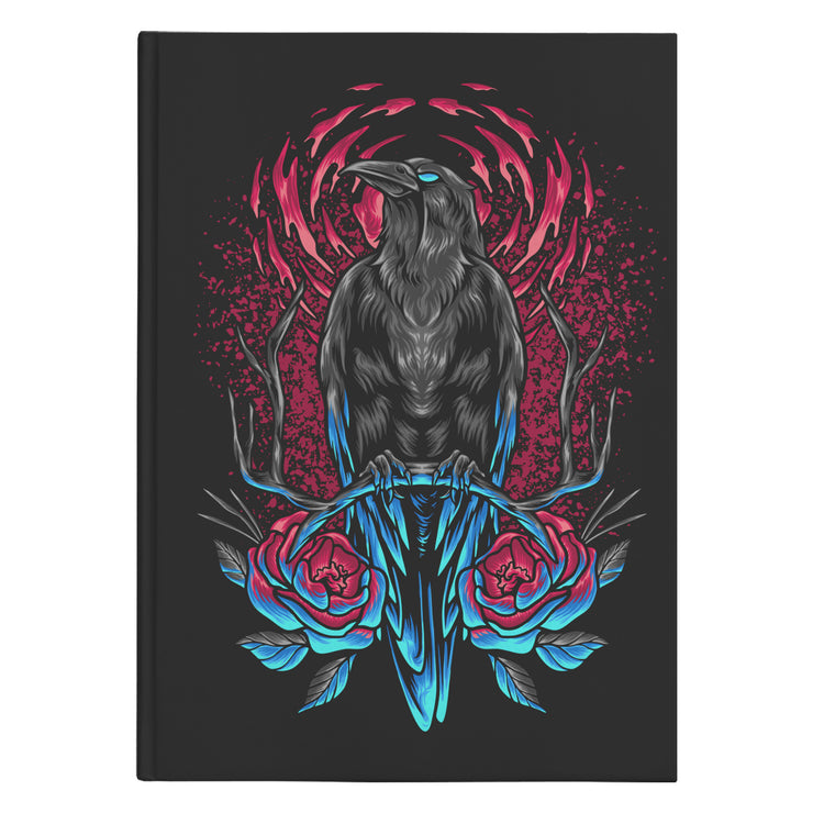 Carnet d'écriture à couverture rigide "Corbeau et fleurs"