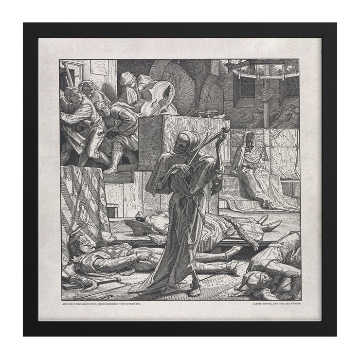 "La muerte como estrangulador" de Alfred Rethel Square Lámina enmarcada