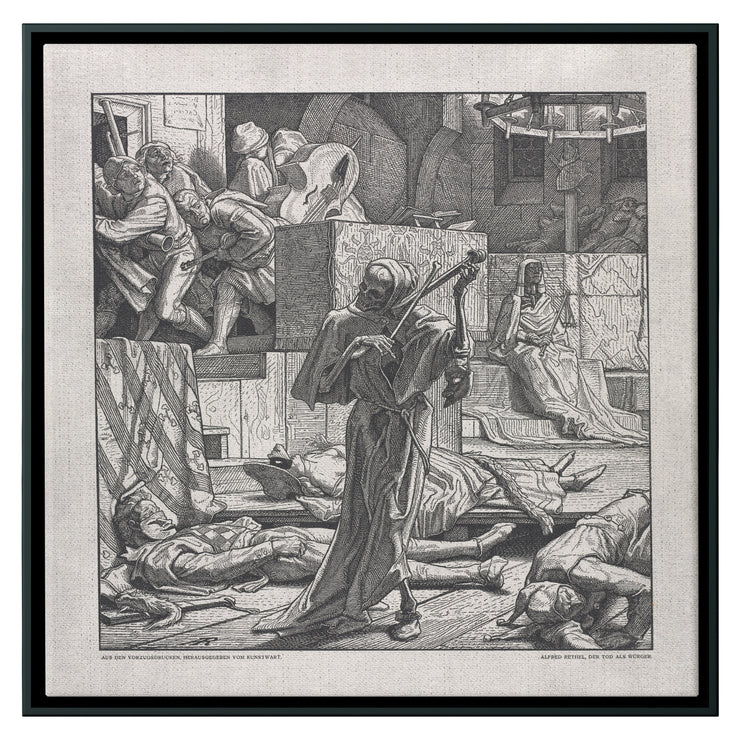 Lienzo enmarcado cuadrado "Muerte como estrangulador" de Alfred Rethel