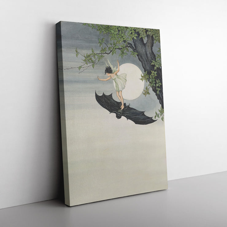 « Fée chevauchant une chauve-souris » par Ida Rentoul Outhwaite, enveloppe sur toile rectangulaire