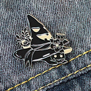 Feline Familiar Cat in a Witch Hat Enamel Lapel Pin