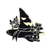 Feline Familiar Cat in a Witch Hat Enamel Lapel Pin