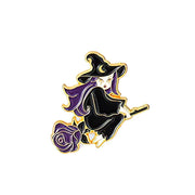 Flying Witch Enamel Lapel Pin