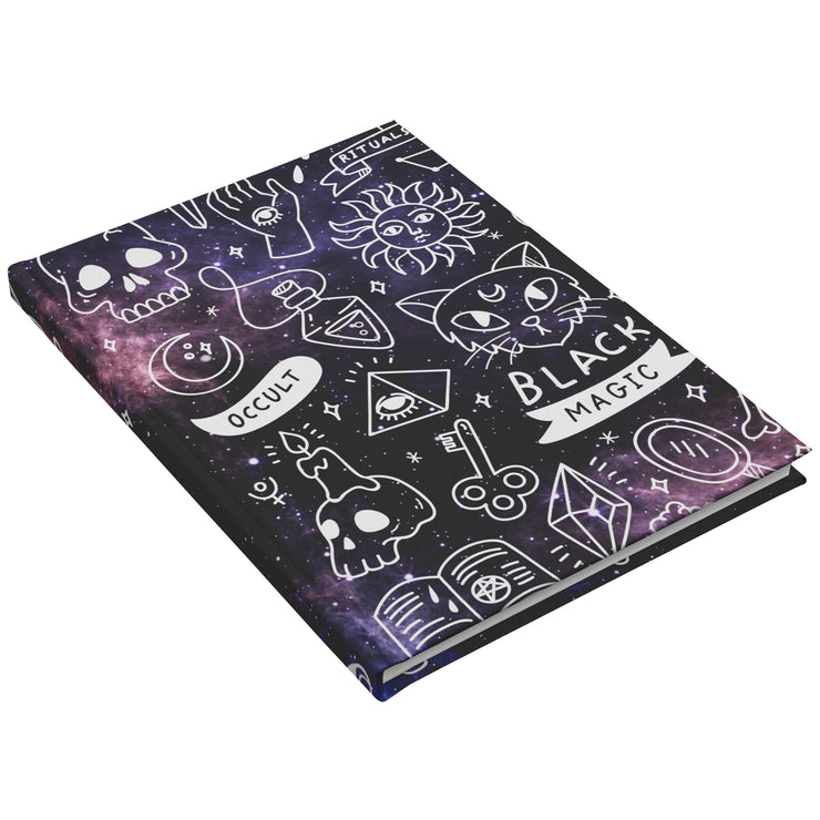 Galaxy Print Occult Doodle Hardcover Journal