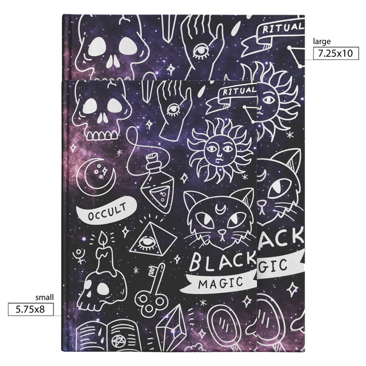 Galaxy Print Occult Doodle Hardcover Journal