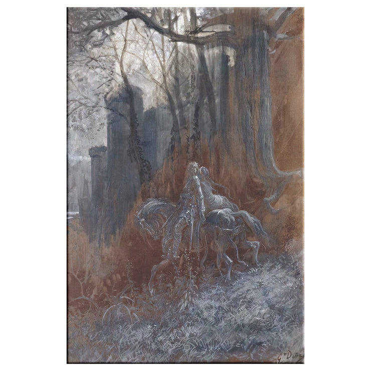 "Geraint y Enid cabalgan lejos" de Gustave Doré Rectángulo Envoltura de lona