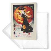 Tarjeta de felicitación antigua "Saludos en Halloween"