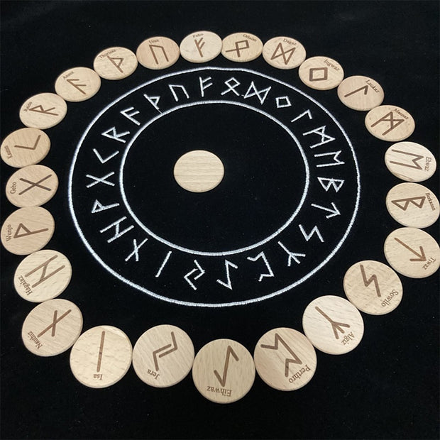 Engraved Wooden Rune Divination Set