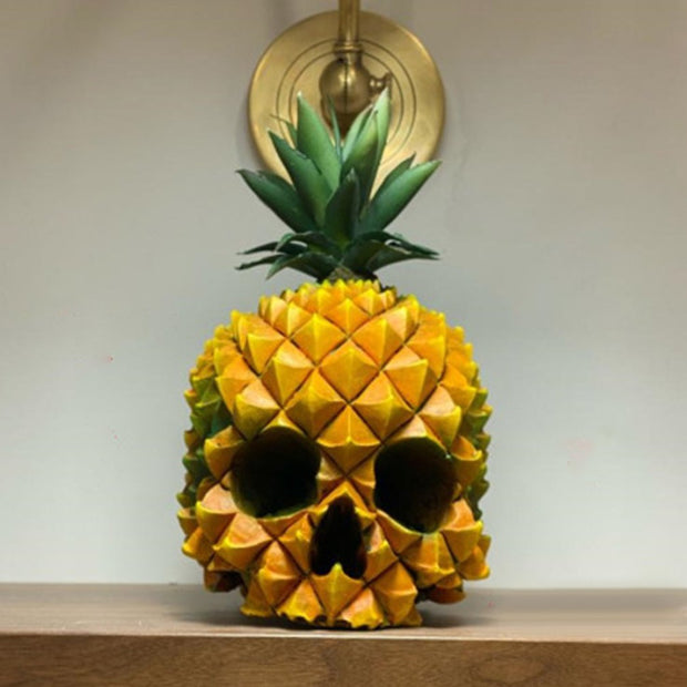Tropical Pineapple Skull Sculpture