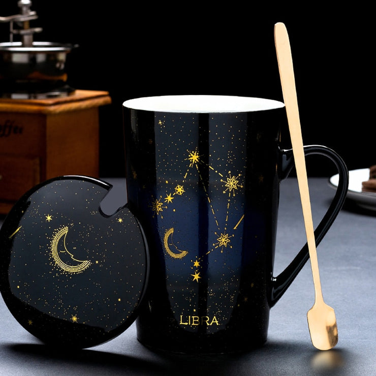 Set de regalo de tazas con cuchara y tapa Constelaciones del zodíaco