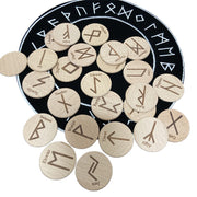 Ensemble de divination runique en bois gravé