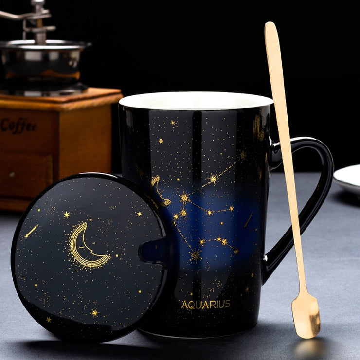 Set de regalo de tazas con cuchara y tapa Constelaciones del zodíaco