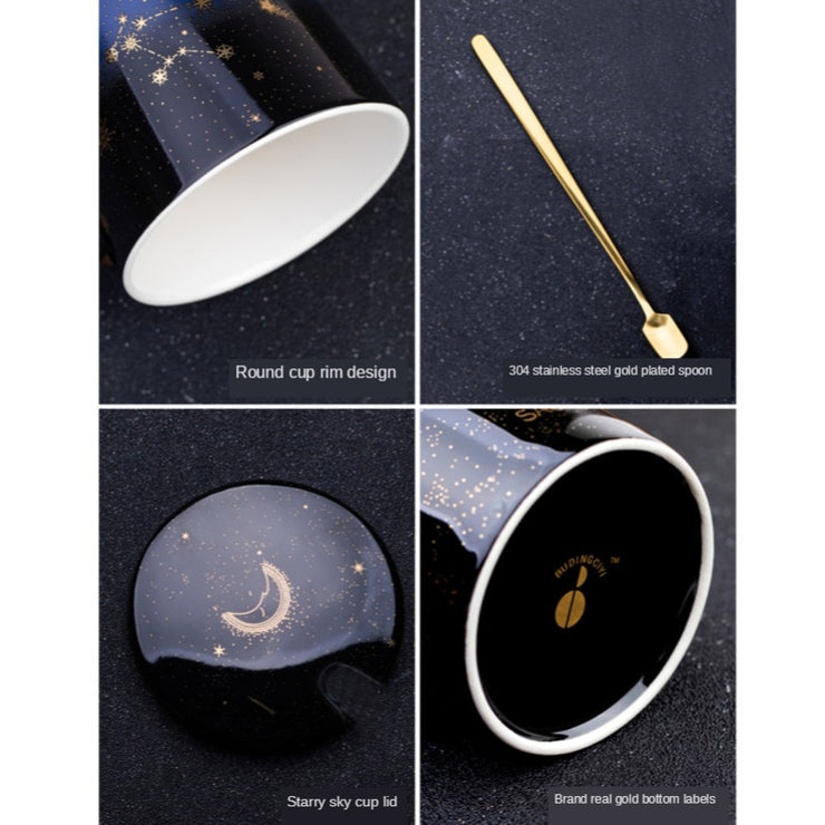 Zodiac Constellations Mug Gift Set with Spoon and Lid