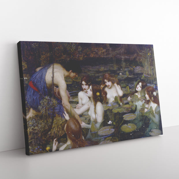 "Hylas and the Nymphs" by John William Waterhouse Rectangle Canvas Wrap