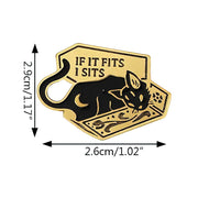 "If It Fits, I Sits" Coffin Cat Enamel Lapel Pin