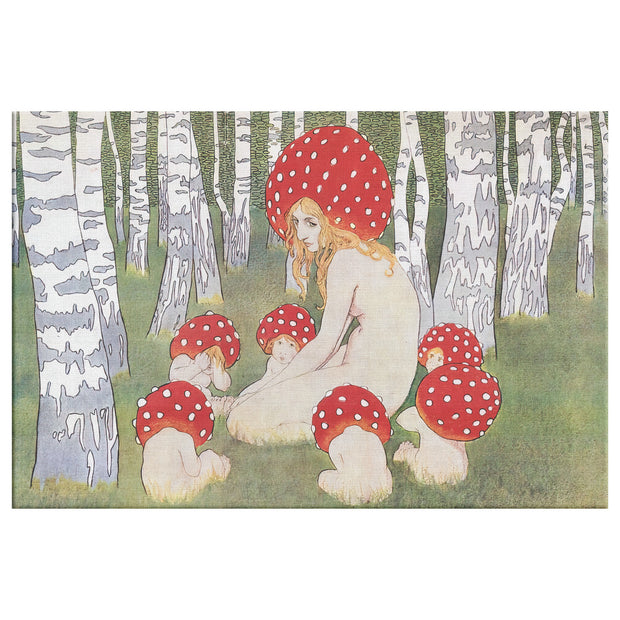 Enveloppe de toile rectangulaire "Mère Champignon et ses enfants"