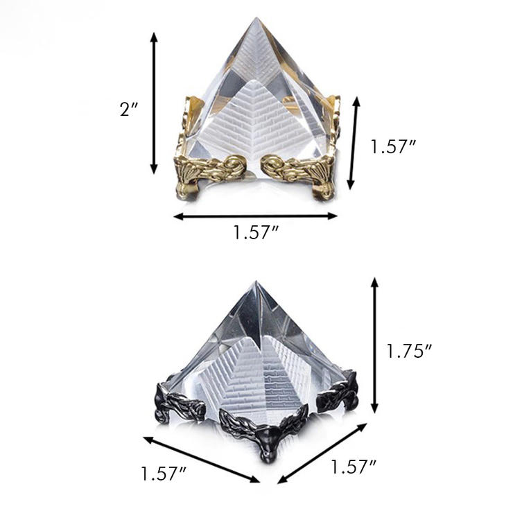 Pirámide de cristal de cuarzo con soporte antiguo