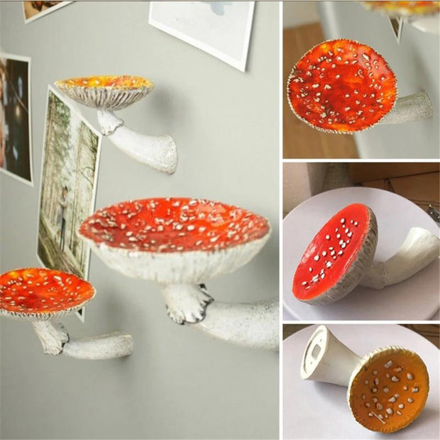 Amanita Mushroom Floating Wall Shelf