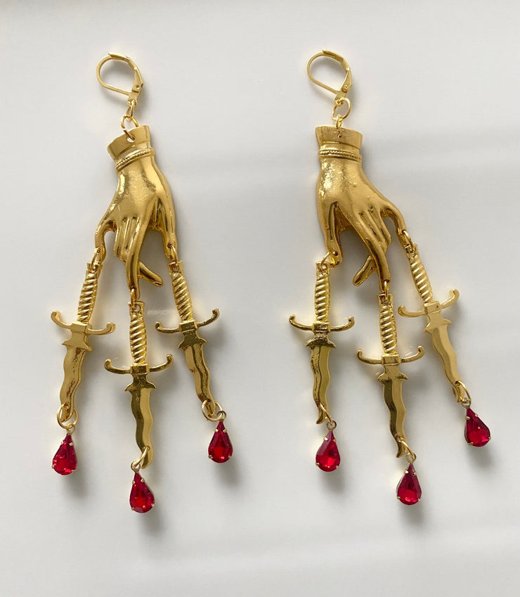 The Golden Hand & Dropped Daggers Earrings