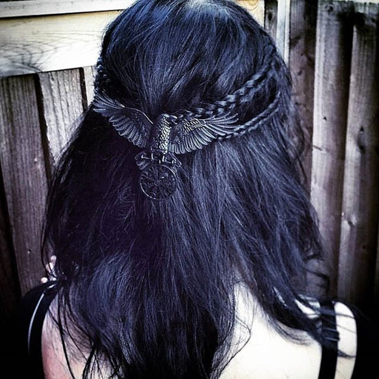 Black Crow Norse Viking Hair Clip
