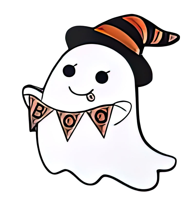 Ghost with "Boo" Garland Enamel Lapel Pin