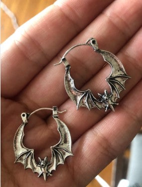 Flying Bat Hoop Earrings