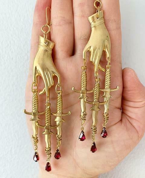 The Golden Hand & Dropped Daggers Earrings