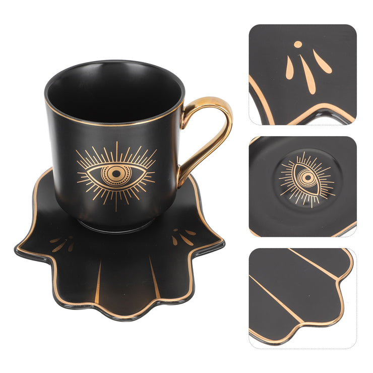 Set de regalo de taza y platillo Hamsa &amp; Evil Eye