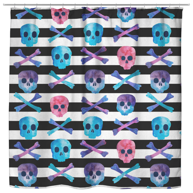 "Skulls and Stripes" Cloth Shower Curtain