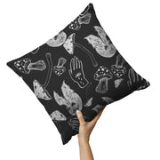 "Spooky Spells, Bats, and Mushrooms" Throw Pillow