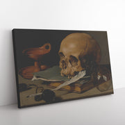 Envoltura de lienzo rectangular "Naturaleza muerta con una calavera y una pluma de escribir"
