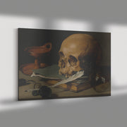 "Still Life with a Skull and a Writing Quill" Rectangle Canvas Wrap