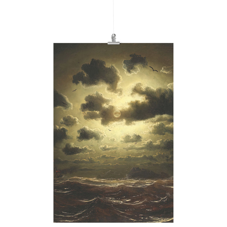 "Stormy Sea at Lighthouse" by Marcus Larson Matte Poster
