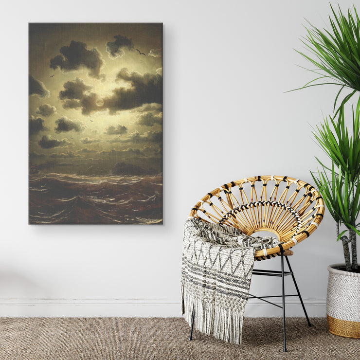 "Stormy Sea at Lighthouse" by Marcus Larson Rectangle Canvas Wrap