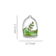 Succulent Plant Cloche Enamel Lapel Pin