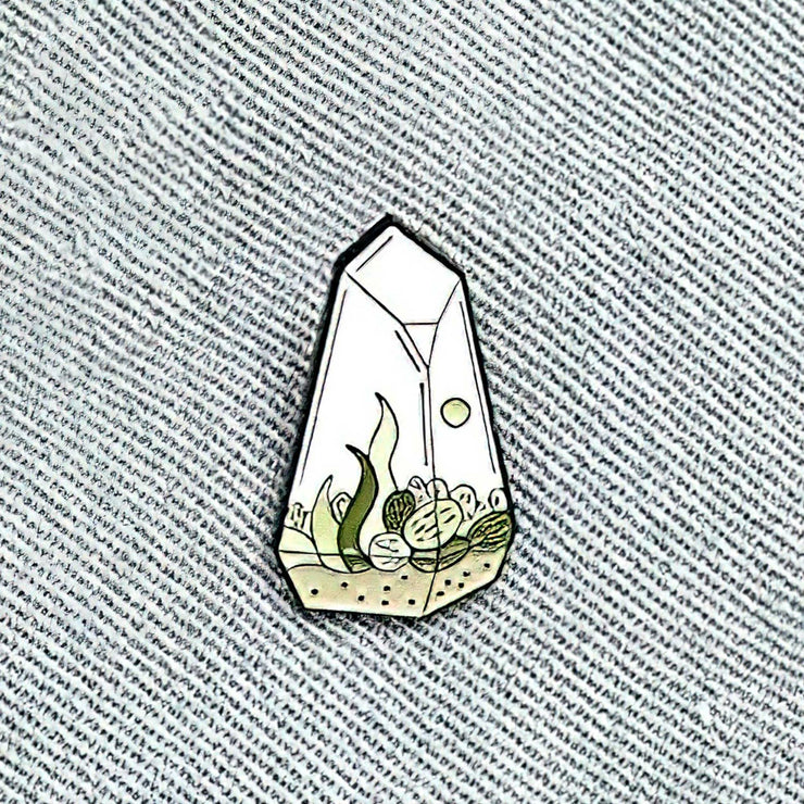 Succulent Plant Crystal Enamel Lapel Pin