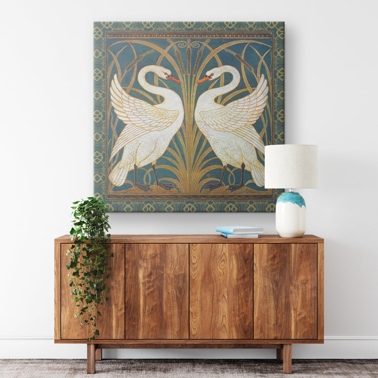 "Swan, Rush and Iris" by Walter Crane Square Canvas Wrap